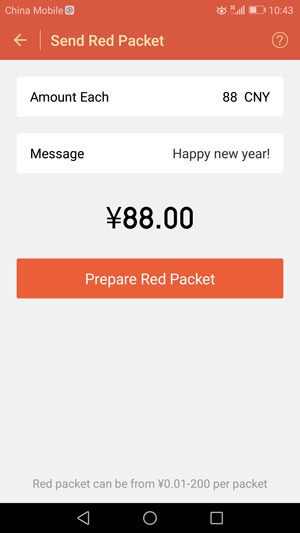 pacchetto rosso di wechat
