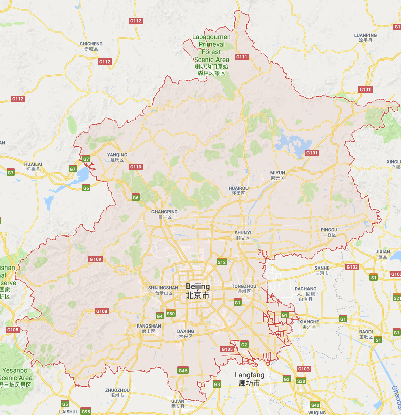 Mappa dei distretti di Pechino