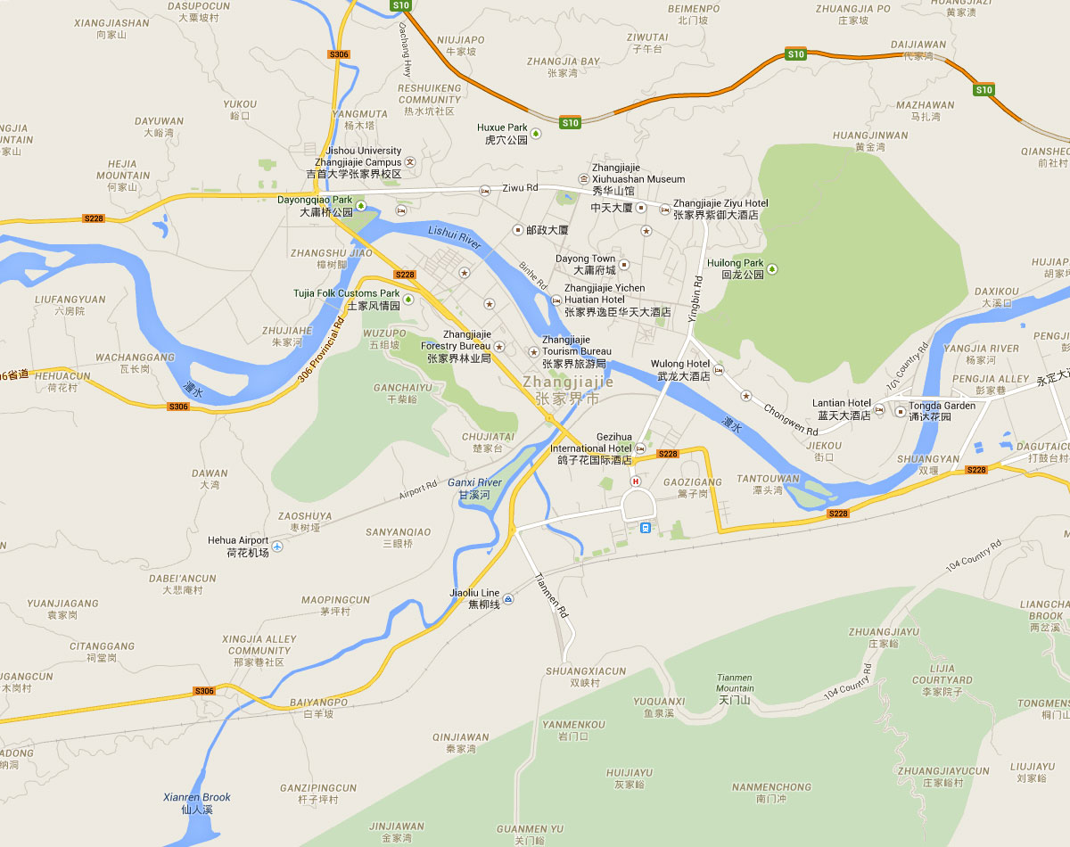 Mappa della città di Zhangjiajie