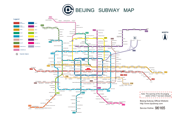 mappa della metropolitana di pechino (più recente)