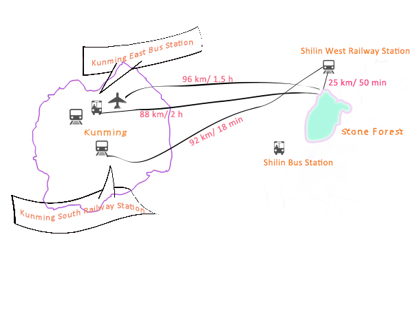 come arrivare alla foresta di pietra di kunming