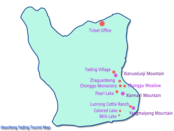 mappa turistica di daocheng yading