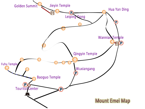 Mappa turistica del Monte Emei – come organizzare una gita al Monte Emei