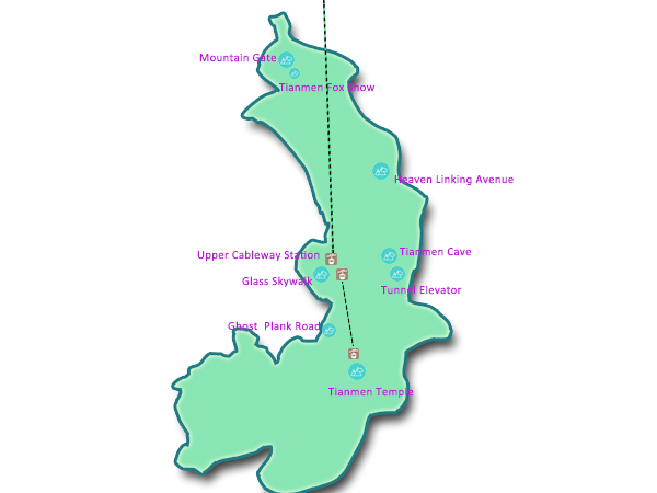 Mappa turistica della montagna Tianmen