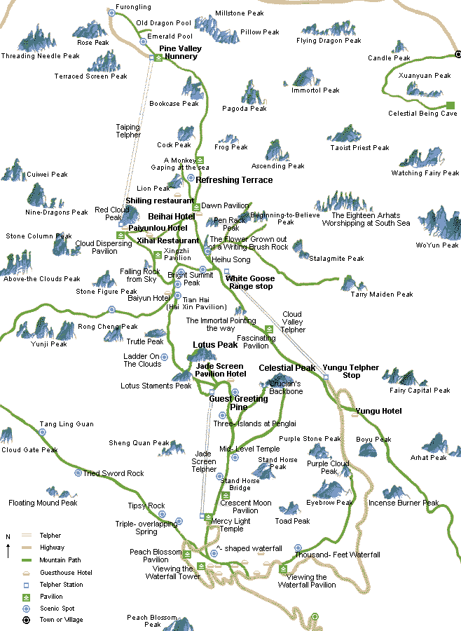 Mappa turistica di Huangshan