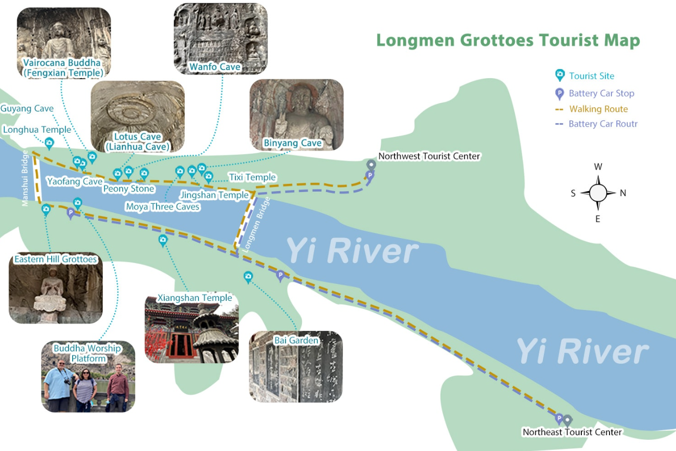 Mappa turistica delle grotte di Longmen