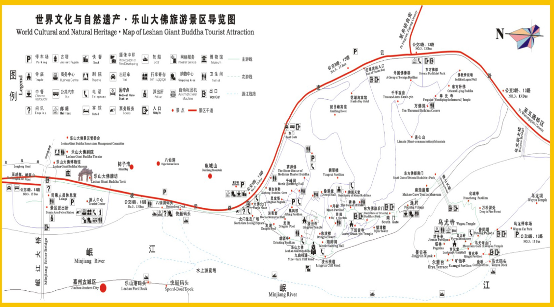 Mappa turistica del Buddha gigante di Leshan